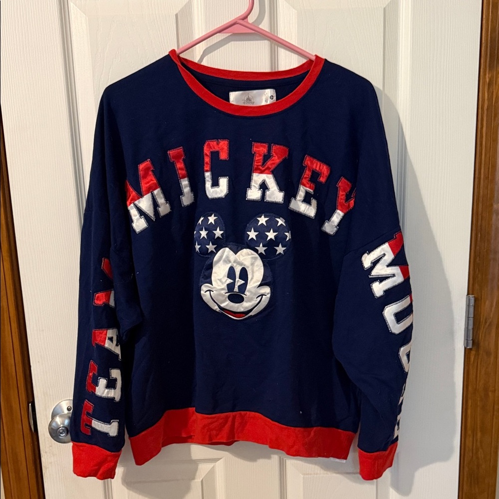 Disney Navy and Red Mickey Crewneck Sweatshirt